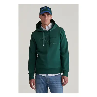 MIKINA GANT REG TONAL SHIELD HOODIE TARTAN GREEN 97832498