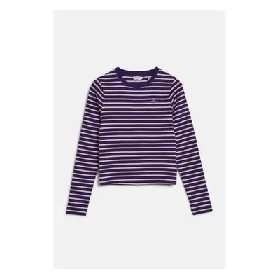 TOP GANT SHIELD SLIM RIBBED STRIPED TOP PANSY PURPLE 96292601