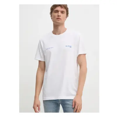 Bavlněné tričko Calvin Klein Jeans bílá barva, s potiskem, J30J326867 98721425