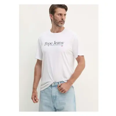 Bavlněné tričko Pepe Jeans ALBERT bílá barva, s potiskem, PM509432 97851455