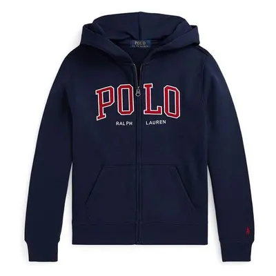 Dětská mikina Polo Ralph Lauren tmavomodrá barva, s kapucí, s potiskem 94305903