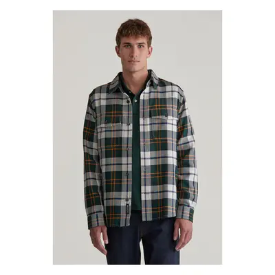 KOŠILE GANT HERRINGBONE CHECK OVERSHIRT TARTAN GREEN 98596918