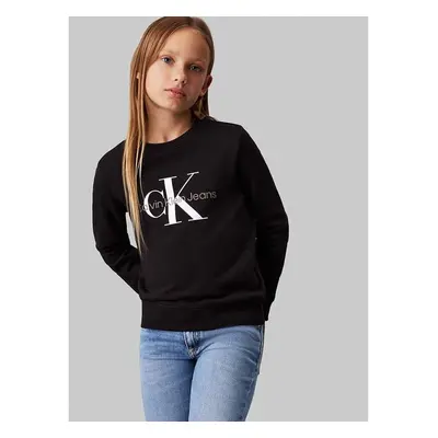 Dětská bavlněná mikina Calvin Klein Jeans černá barva, s potiskem, 97591685