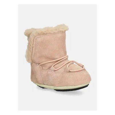 Dětské semišové sněhule Moon Boot CRIB SUEDE růžová barva, 80D3401030 97592031