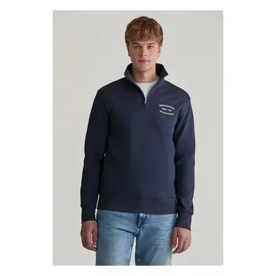 MIKINA GANT SMALL GRAPHIC SWEAT HALF ZIP EVENING BLUE 96191858