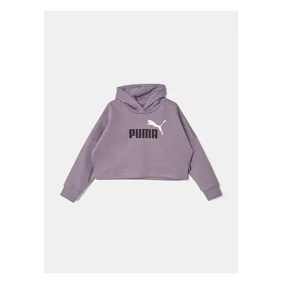 Dětská mikina Puma ESS Logo Cropped Hoodie fialová barva, s kapucí, s 98697433