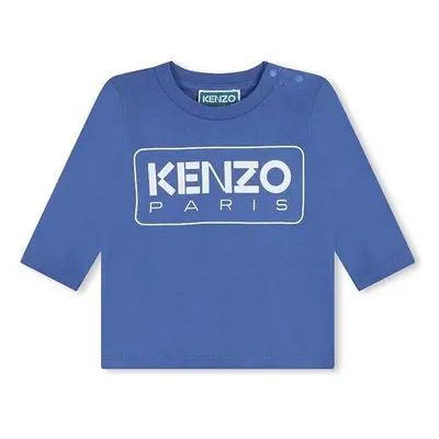 Dětské bavlněné tričko s dlouhým rukávem Kenzo Kids modrá barva, s 98697911