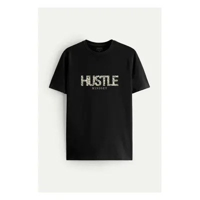 Tričko, Barva Černá, s Potiskem Hustle Mindset 91579212