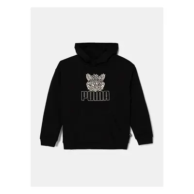 Dětská mikina Puma ESS+ TROPICAT Hoodie černá barva, s kapucí, s 98697681