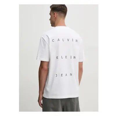 Bavlněné tričko Calvin Klein Jeans bílá barva, s potiskem, J30J327316 98977326