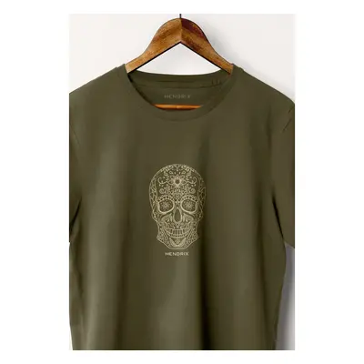 Tričko, Barva Khaki, s Potiskem Mandala Skull 82612610