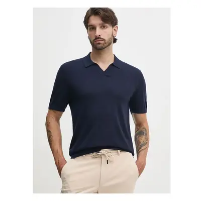 Vlněné polo tričko Tommy Hilfiger tmavomodrá barva, MW0MW36538 98605285