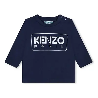 Dětské bavlněné tričko s dlouhým rukávem Kenzo Kids tmavomodrá barva, 98697912