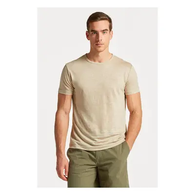 TRIČKO GANT LINEN REGULAR T-SHIRT CONCRETE BEIGE 78462453