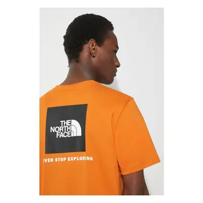 Bavlněné tričko The North Face M S/S Redbox Tee oranžová barva, s 91586436