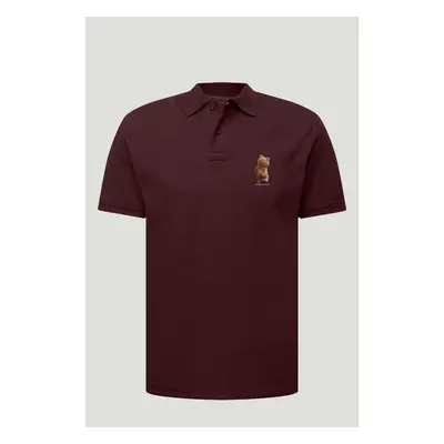 Polo Tričko Slim Fit, Barva Bordó, s Potiskem Teddys Opinion 95209672