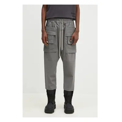 Bavlněné kalhoty Rick Owens Creatch Cargo Cropped Drawstring šedá 99054422