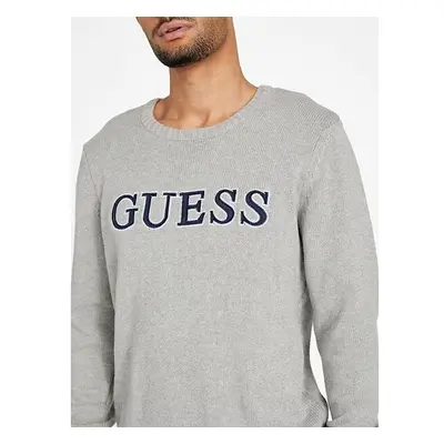 Guess pánský svetr Page šedý s logem 99144794