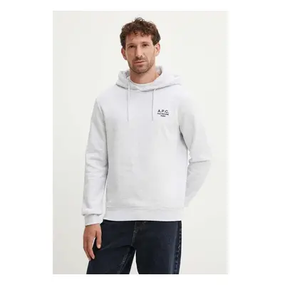 Mikina A.P.C. hoodie standard rue madame GOTS šedá barva, s kapucí, 96318158