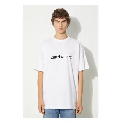 Bavlněné tričko Carhartt WIP S/S Script bílá barva, s potiskem, 99247483