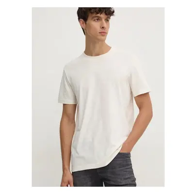 Bavlněné tričko Calvin Klein Jeans béžová barva, s potiskem, 100015695