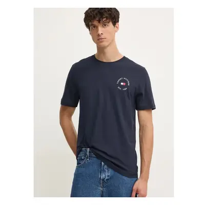 Bavlněné tričko Tommy Hilfiger tmavomodrá barva, s potiskem, 100235457