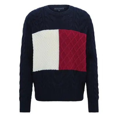 TOMMY HILFIGER Svetr režná / marine modrá / burgundská červeň 100159292