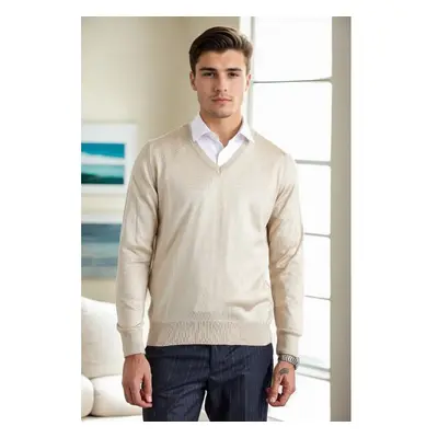 38804 Dewberry Mens V Neck Knit Sweater-STONE 100275431