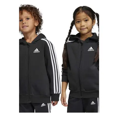 Dětská mikina adidas černá barva, s kapucí, s aplikací 93789752