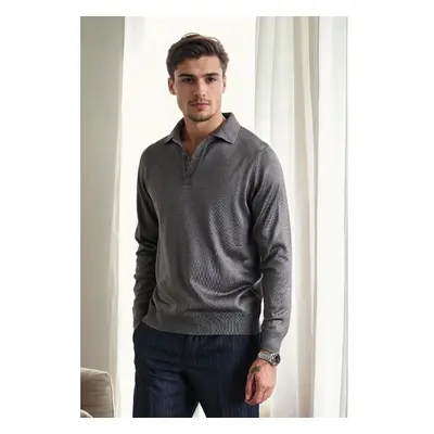 28296 Dewberry Polo Neck Mens Knit Sweater-ANTHRACITE 100258120