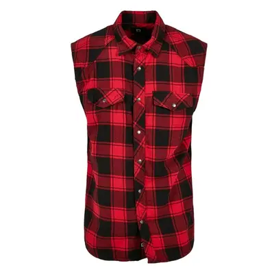 Pánská košile bez rukávu Brandit Checkshirt Sleeveless - červená,černá 66066513