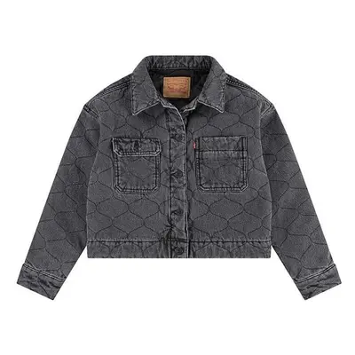 Dětská riflová bunda Levis QUILTED TRUCKER JACKET šedá barva, 3EL097 99232509