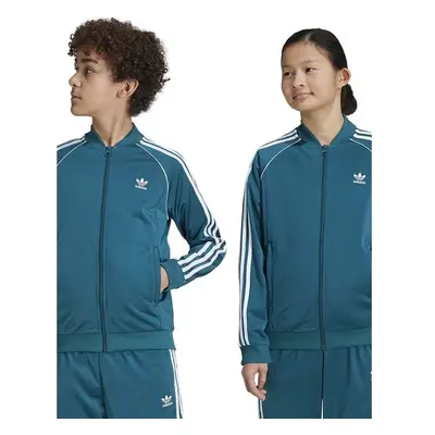 Dětská mikina adidas Originals SST TRACK TOP zelená barva, s aplikací, 99050794