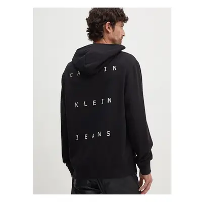 Bavlněná mikina Calvin Klein Jeans pánská, černá barva, s kapucí, s 99239839