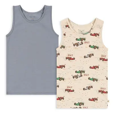 Dětský top Konges Sløjd BASIC 2 PACK TANKTOP GOTS 2-pack béžová barva, 99279222