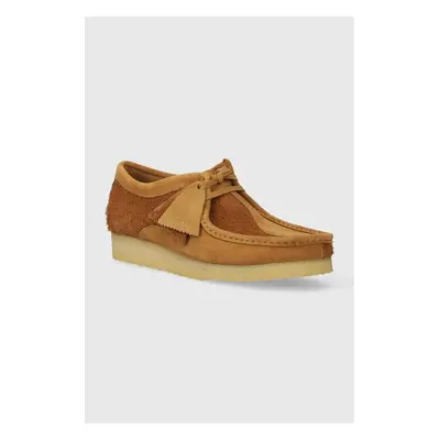 Semišové polobotky Clarks Originals Wallabee pánské, hnědá barva, 90865444