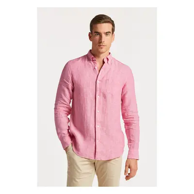 KOŠILE GANT REG LINEN SHIRT PERKY PINK 78425265