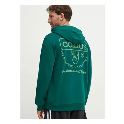 Mikina adidas Originals pánská, zelená barva, s kapucí, s potiskem, 99233725