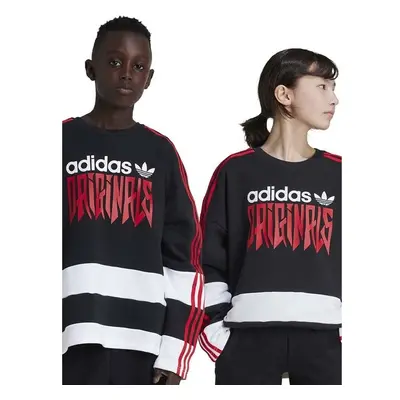 Dětská bavlněná mikina adidas Originals CREW bílá barva, s potiskem, 95652526