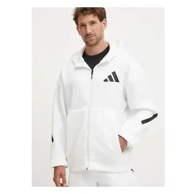 Mikina adidas ZNE pánská, bílá barva, s kapucí, s aplikací, JF2443 99801044