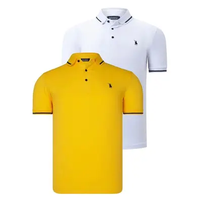 DOUBLE SET T8586 DEWBERRY MENS T-SHIRT-WHITE-YELLOW 89300023