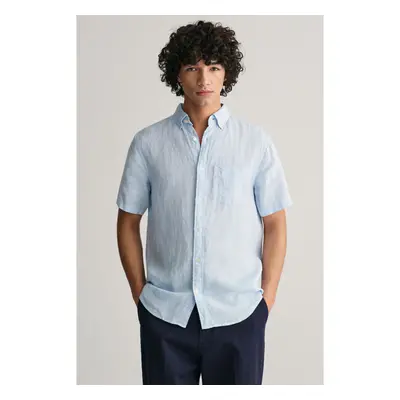 KOŠILE GANT REG LINEN HOUNDSTOOTH SS SHIRT CAPRI BLUE 91537724