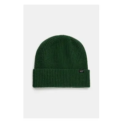 Vlněná čepice Woolrich Knitted Ribbed Beanie zelená barva, 99247659