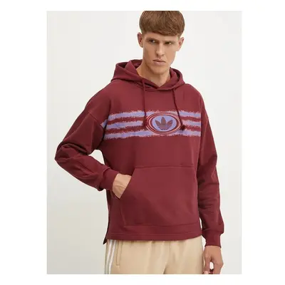 Bavlněná mikina adidas Originals pánská, vínová barva, s kapucí, s 100200834