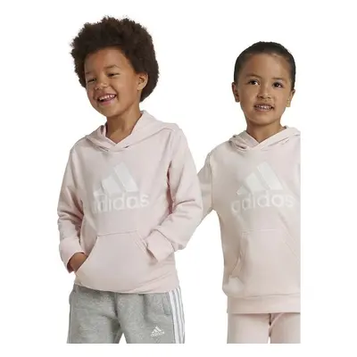 Dětská mikina adidas LK BL FT HD béžová barva, s kapucí, s potiskem, 93834578