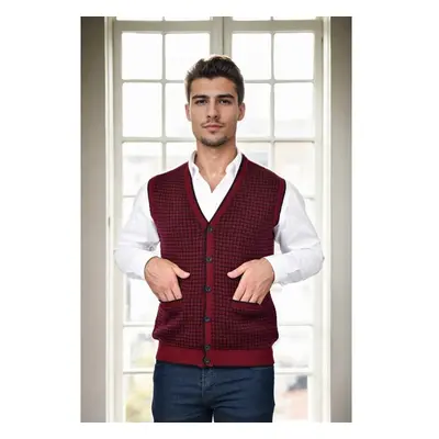 37376 Dewberry Houndstooth Patterned Mens Knit Vest-BORDEAUX 100229452