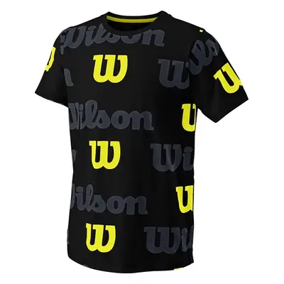 Dětské tričko Wilson All Over Logo Tech Tee B Black 99600024