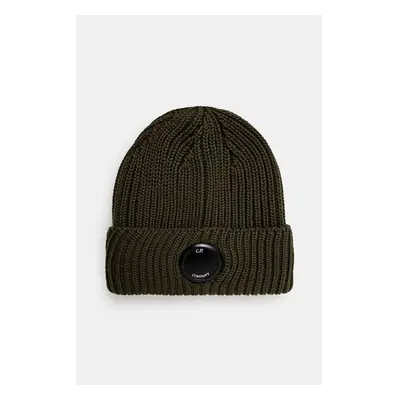 Vlněná čepice C.P. Company Extra Fine Merino Wool Goggle Beanie zelená 99543139