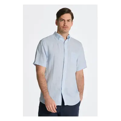 KOŠILE GANT REG LINEN STRIPE SS SHIRT CAPRI BLUE 78896493