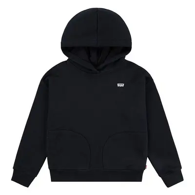 Dětská mikina Levis BATWING CHEST HIT HOODIE černá barva, s kapucí, 99953527